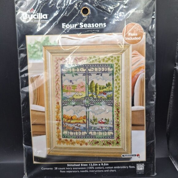 Bucilla Four Seasons Cross Stitch Kit 45572 Finished size 12.5 x 9.5 - Picture 2 of 5